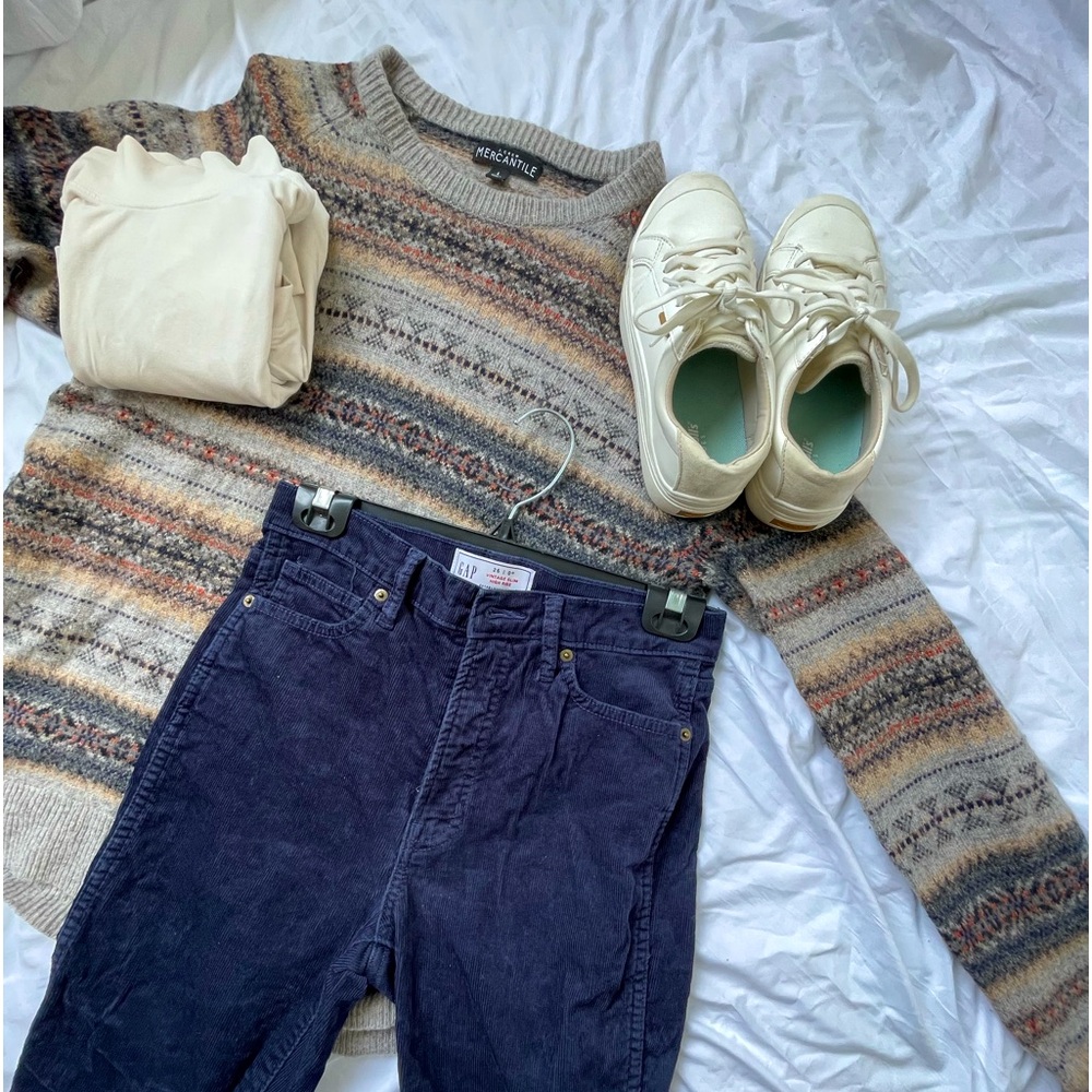 Gap Straight-leg Skinny Corduroy Pants Blue
